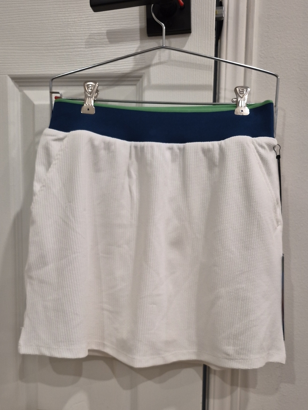 Kyodan White Golf Skort with Navy & Mint Waistband